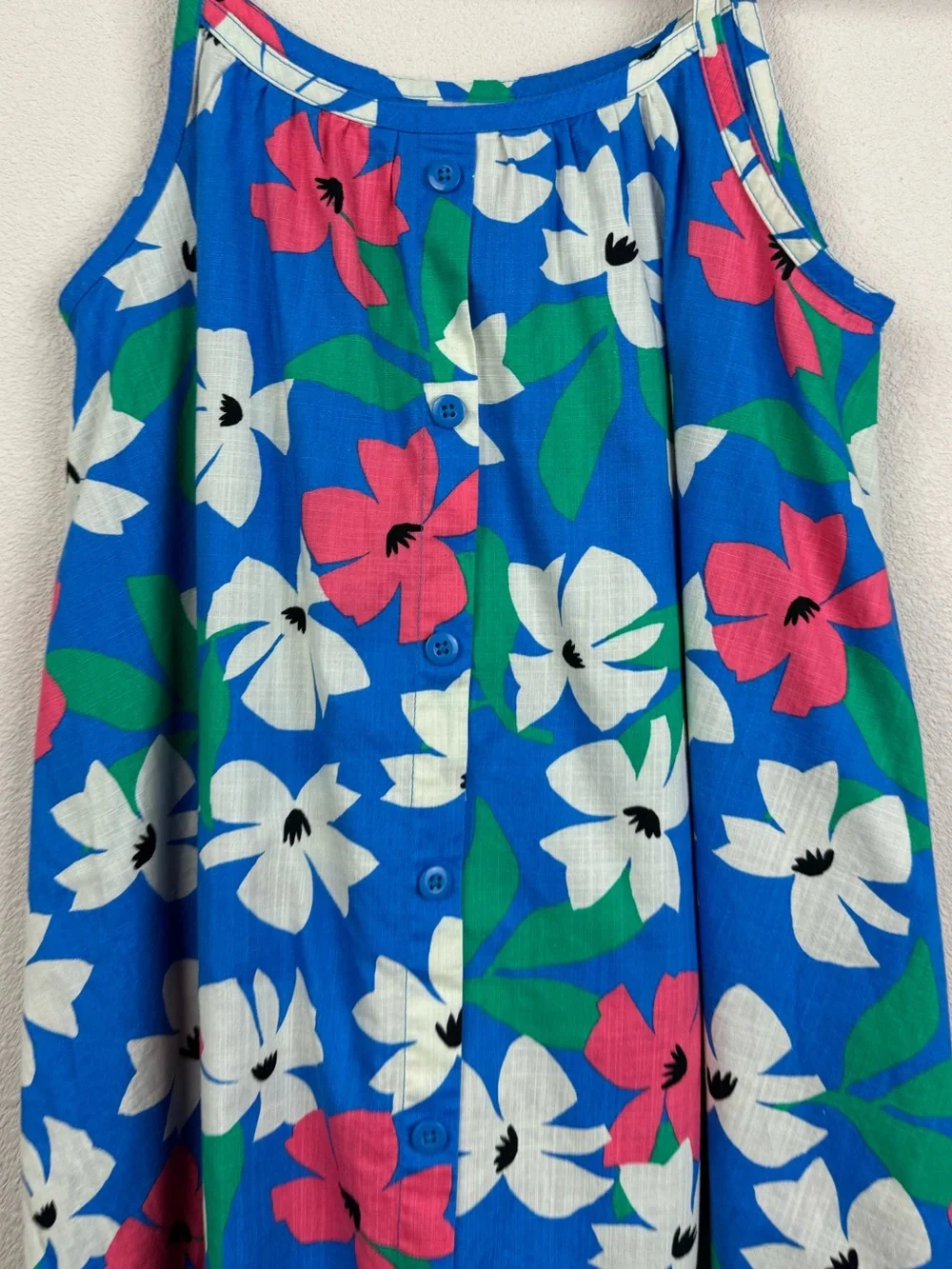 Hanna Andersson sleeveless button-up dress in a hibiscus floral print sz 12